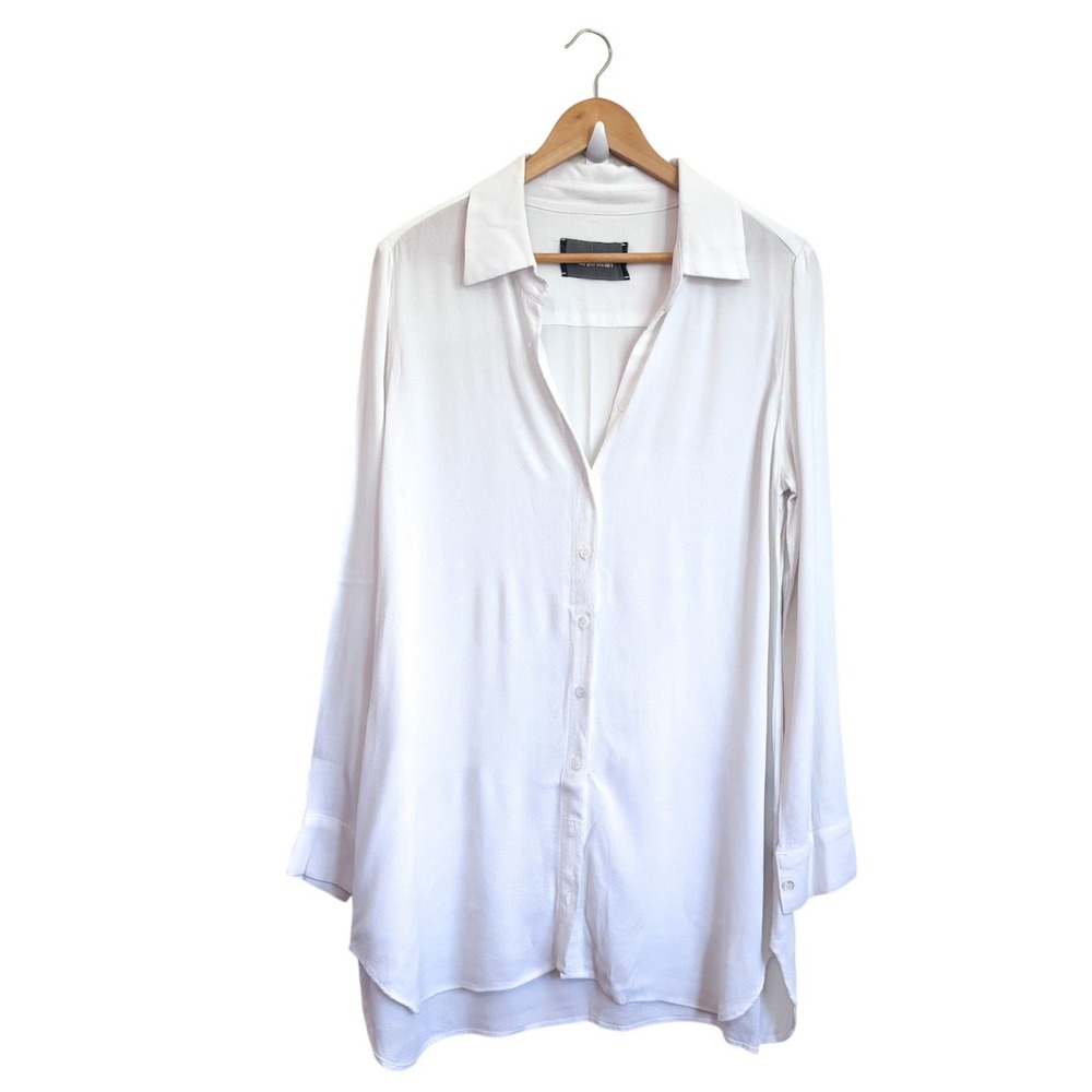 Reformation Womens Crepe Euro Summer Coastal Shirt Size L White Button Luxury